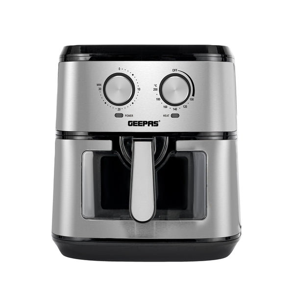 GEEPAS | Air Fryer 9.2 Ltrs Pot with Rack with Vortex Frying Technology Black Silver | GAF37542