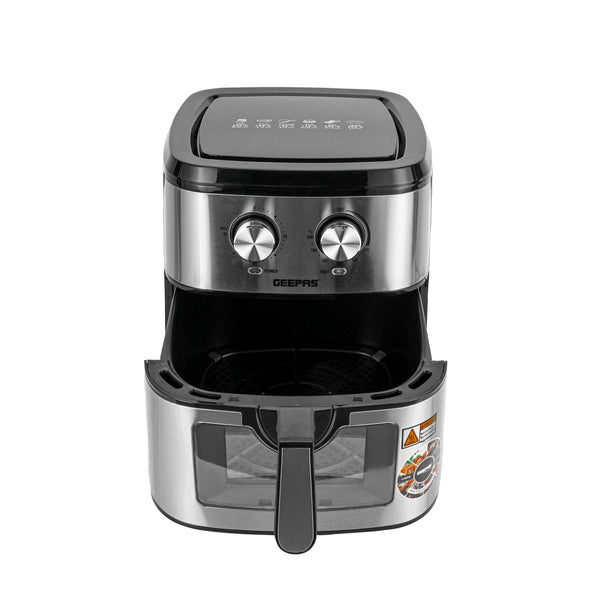 GEEPAS | Air Fryer 9.2 Ltrs Pot with Rack with Vortex Frying Technology Black Silver | GAF37542
