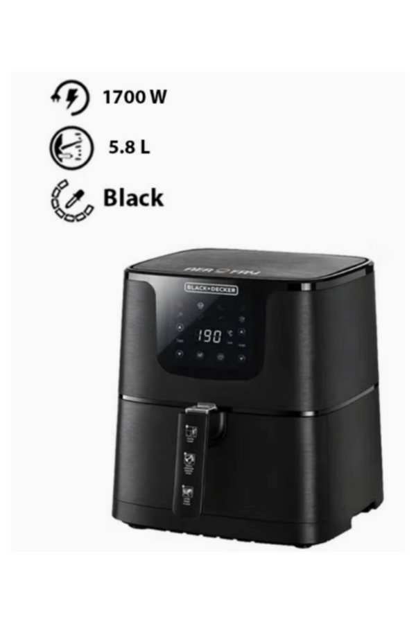 BLACK + DECKER | Grand Digital Aerofry 1.5KG Capacity With Rapid Air Convection Technology 5.8Ltr 1700W | AF700-B5