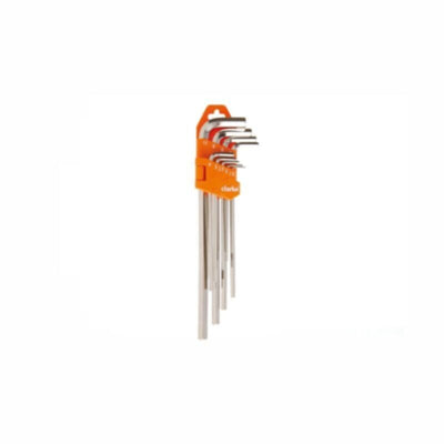 CLARKE | Allen Key 10pcs Set Short 1.5mm to 12mm Alloy Steel with Orange Labelled Hanging Holder | AKS1.5-12C