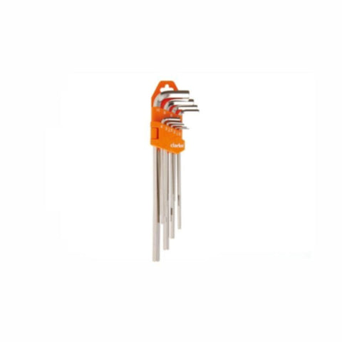 CLARKE | Allen Key 10pcs Set Short 1.5mm to 12mm Alloy Steel with Orange Labelled Hanging Holder | AKS1.5-12C