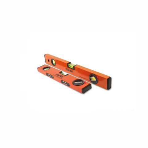CLARKE | Aluminium Level 24 inch Magnetic Orange/Black Color Body with Shock Absorbing End Caps & Hanging Holes | AL24MC