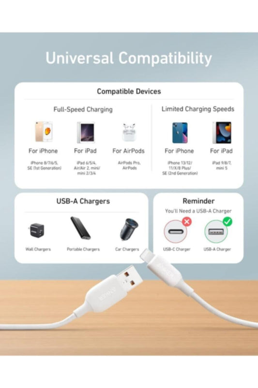 ANKER | Powerline III Lightning Cable 6ft IPhone Charger Cord | A8813
