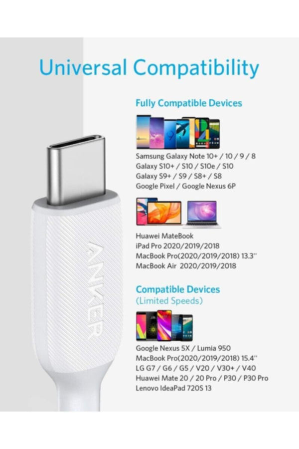 ANKER | Cable 60W 6ft Powerline III USB-C to USB-C Cable 2.0 | A8853