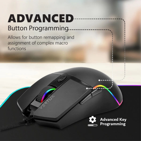 VERTUX | Ultra-Responsive 6 Button Programmable RGB Gaming Mouse 400 DPI | ARGON