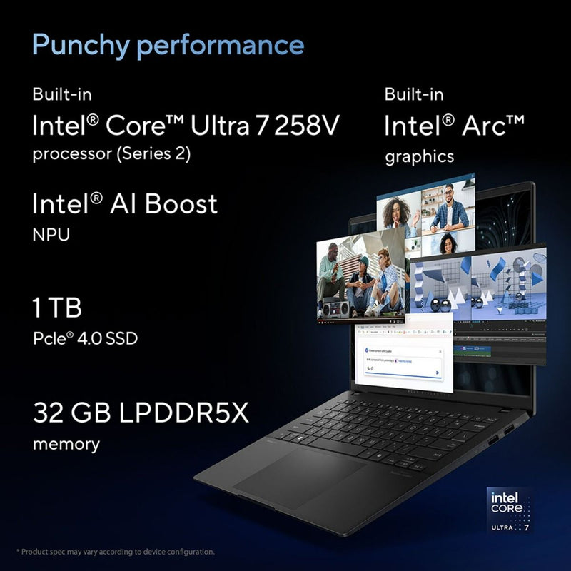ASUS | Vivobook S14 AI Laptop 14inch Intel Core Ultra 7 258V 1TB SSD 32GB RAM S5406SA-QD076W | MASITNS54067