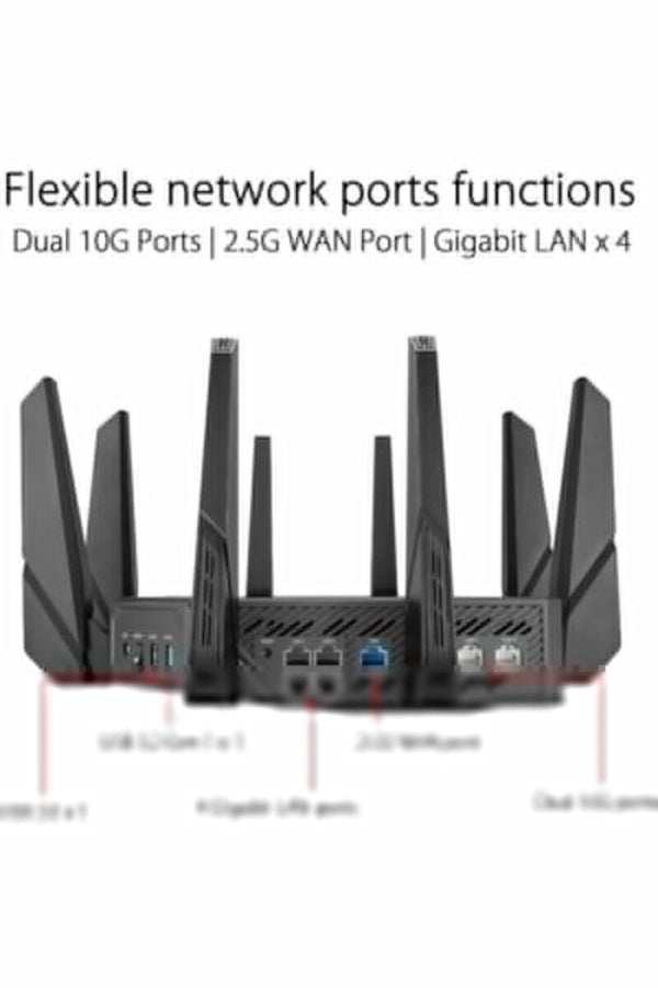 ASUS | ROG Rapture GT-AXE16000 WIFI 6E Gaming router, 6 GHz band, dual 10G ports | MASNWGTAXE16K
