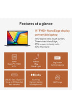 ASUS | Vivobook S 14 Flip Touch Laptop R7-7730U 16GB 1TB PCIE G3 SSD, AMD Radeon, WIN11 HOME, 14.0 inch 1920X1200 16:10, Backlit English/Arabic Quiet Blue | TN3402YA-LZ159W