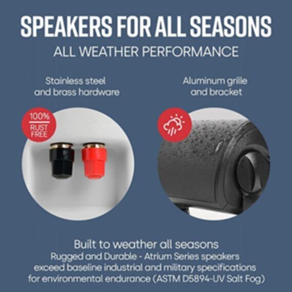 POLK | All Weather Outdoor Loudspeakers With 4.5" Drivers And 3/4" Tweeters Black Pair | Atrium 4