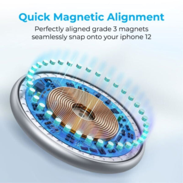 PROMATE | 15W Ultra-Fast Magnetic Wireless Charger White | AURAMAG-15W.WHITE