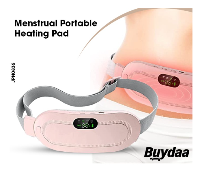 Menstrual Portable Heating Pad Cordless Back Pain Reliever with 3 Temperature Settings, 4 Massage Mode and a Digital Display for Women and Girls | JPN0836
