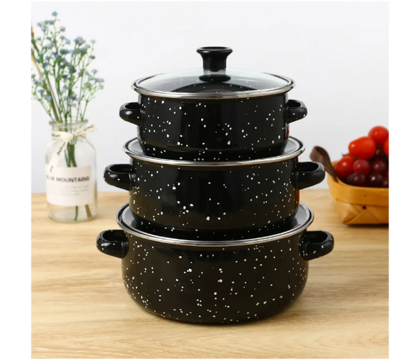 Jongo 6 pcs High Quality Casserole Set With Glass Lid - Black | JPN2964