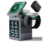 Multifunctional Magnetic Wireless Charging Station with Clock Pixel Display and Bluetooth Speaker with Wireless Charger for Smart watches and Earpods | JPO6393