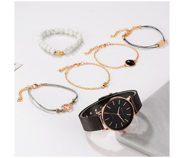 Jongo 6pcs Set Luxury Ladies Watch Women Simple Bracelet  | JPN3086