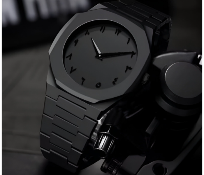 Arabic Aura Men's Watch with Arabic Numerals Matte Black Minimalist Analog Watch | Trending Wristwatch With Octagonal Case | JPO1937