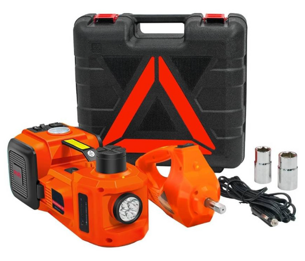 4 In 1 Multifunctional Car Repair Toolkit  5 Ton Electric Hydraulic Floor Jack Set of  Electric jack and air pump and Electric Wrench For Car Use Red Color | JPO6367