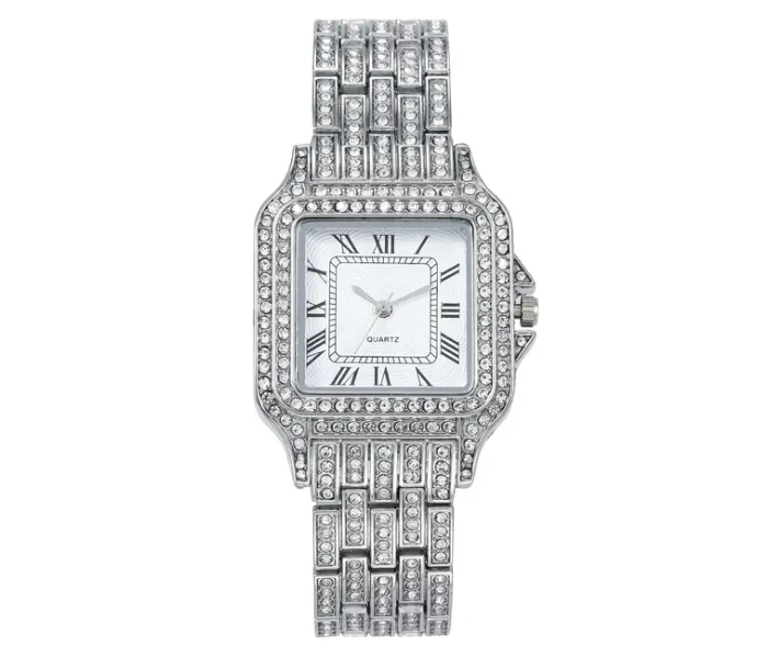 Luxury Women Watch Full Rhinestone Ladies Wrist Watch Relogio Feminino - Silver | JPN3953