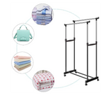 Double Pole Telescopic Clothes Rack Adjustable Clothes Horse Drying Stand for Home Laundry Storage | JPO3317