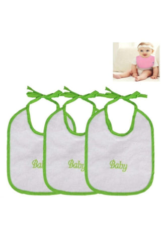 Baby Cotton Drooler Bibs 3Pcs 18x22cm | 394 Green