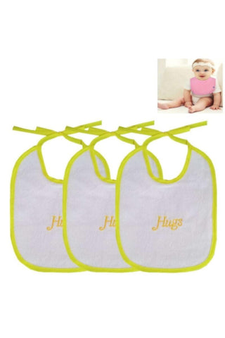 Baby Cotton Drooler Bibs 3Pcs 18x22cm | 394 Yellow