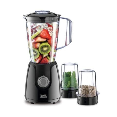 BLACK + DECKER | 1.5 litres Blender with 2 Grinder Black 400W | BX440-B5