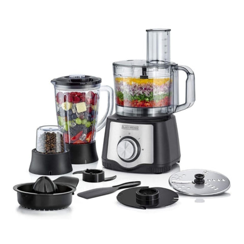 BLACK + DECKER | 29 Function Food Processor with Blender, Grinder & Juicer Silver/Black 600W | FX650-B5