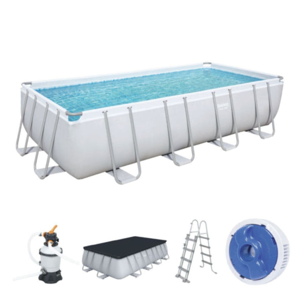 BESTWAY | Power Steel Rectangular Pool Set 16' x 8' x 48"/4.88m x 2.44m x 1.22m | BES115TOY00703