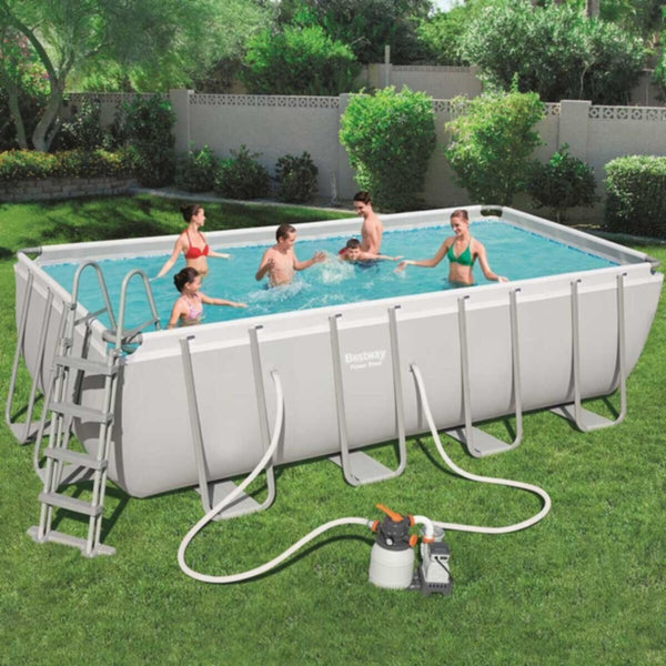 BESTWAY | Power Steel Rectangular Pool Set 16' x 8' x 48"/4.88m x 2.44m x 1.22m | BES115TOY00703