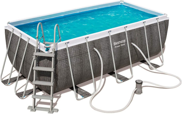 BESTWAY | Power Steel 13'6" x 6'7" x 48"/4.12m x 2.01m x 1.22m Rectangular Pool Set | BES115TOY00989