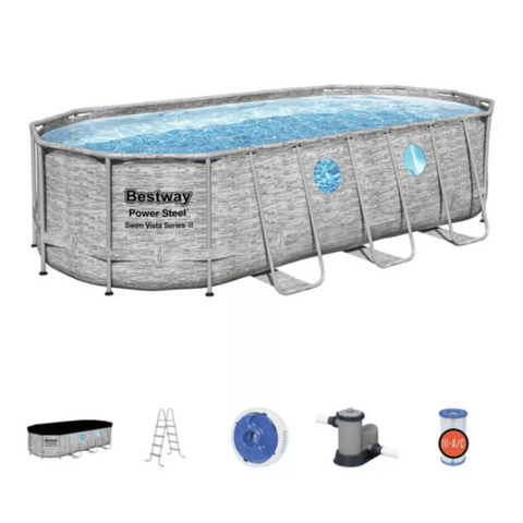 BESTWAY | Oval Pool Set 18' x 9' x 48/.5' 49mx2.74mx1.22m | BES115TOY01204