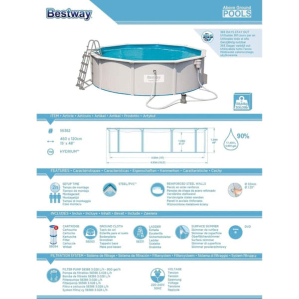 BESTWAY | 15' x 48"/4.60m x 1.20m Pool Set | BES115TOY01416