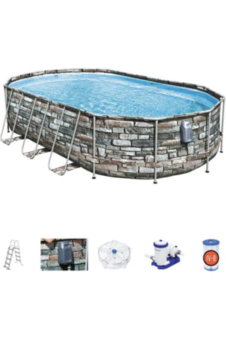 BESTWAY | Power Steel Comfort Jet Series Oval Pool Set | BES115TOY01080