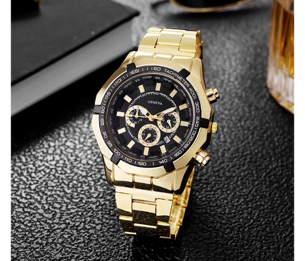 Top Brand Luxury Men Fashion Watch Date Sports Watches Mens Strap Stainless Steel Wristwatch Relogio Machino - Gold | JPN3966