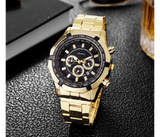 Top Brand Luxury Men Fashion Watch Date Sports Watches Mens Strap Stainless Steel Wristwatch Relogio Machino - Gold | JPN3966