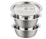 3-In-1 28cm Stainless Steel Grater and Drain Basket Washing Bowl Set- Silver | JPH9245