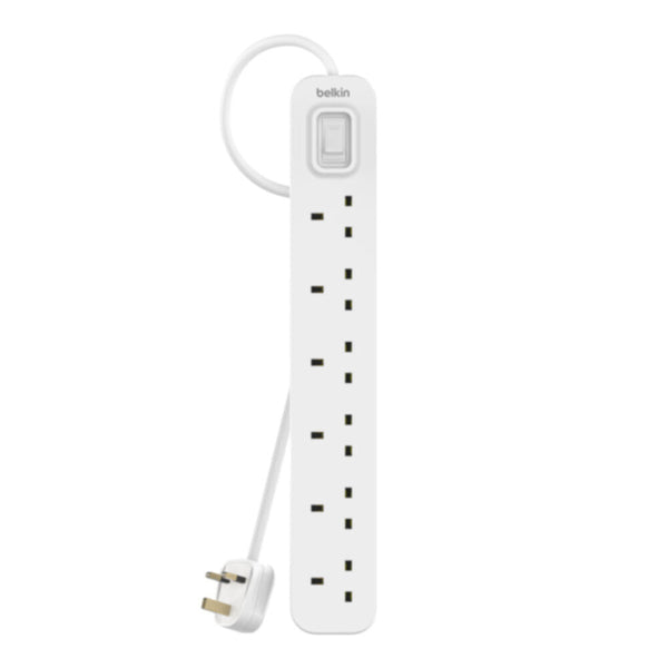 BELKIN | 6 Socket Power Extension With 3M Cable Uk Plug White | SRA005p6af3M