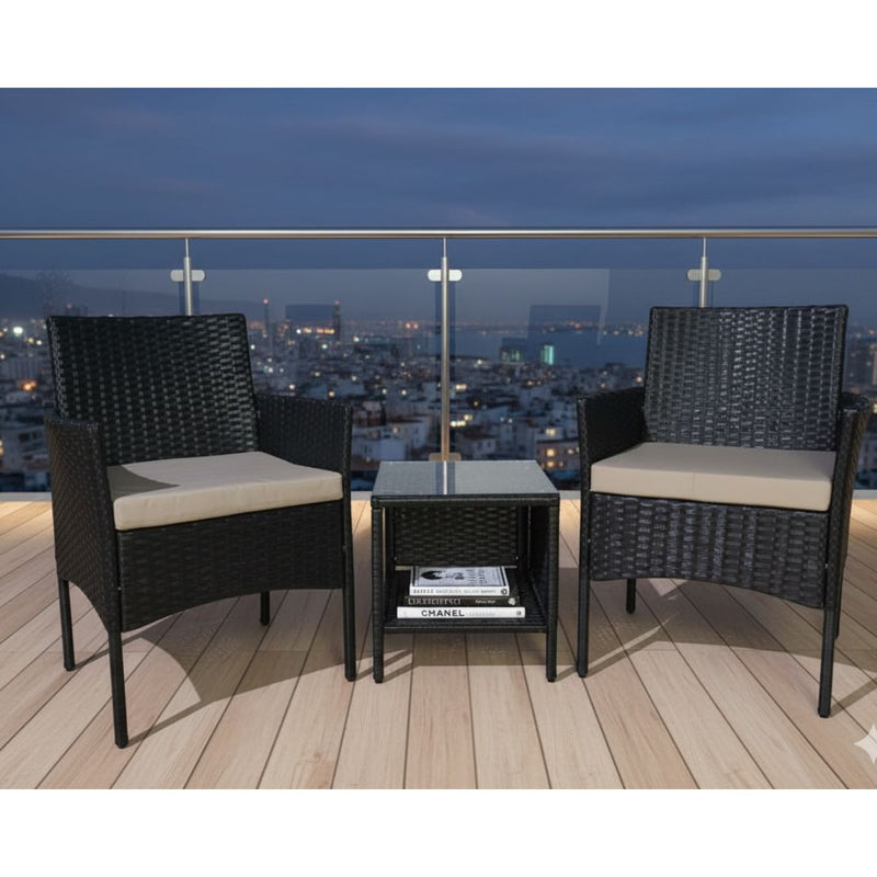2 Rattan Chairs with Coffee Table | BTT-0018-2025