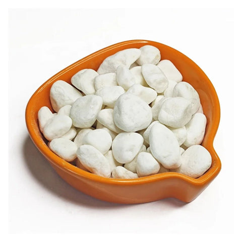 Snow White Semi Polished Pebbles 5-8cm 25kg | BTT-006-2025