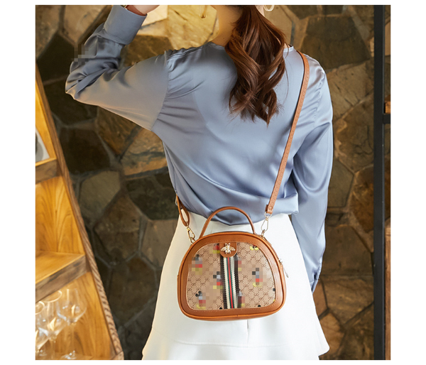 Cartoon Print Shell Small Bee Shoulder Trend Messenger Purse Handbag - Brown | JPK3303