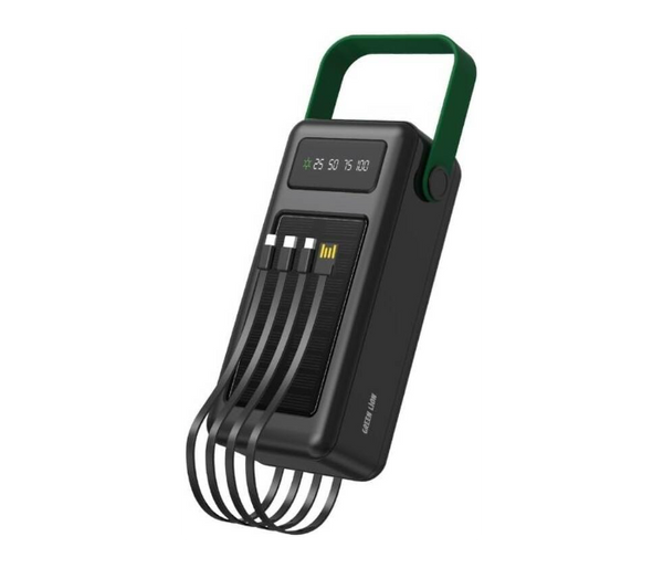 Green Lion 50,000 mAh Powerbank Built-in Solar Panels Includes 4 Built-in Cables | JPO5285