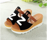 Women Loafers Non Slip Thick Bottom Fashion Wedge Sandals EU 36 - Black | JPK9278
