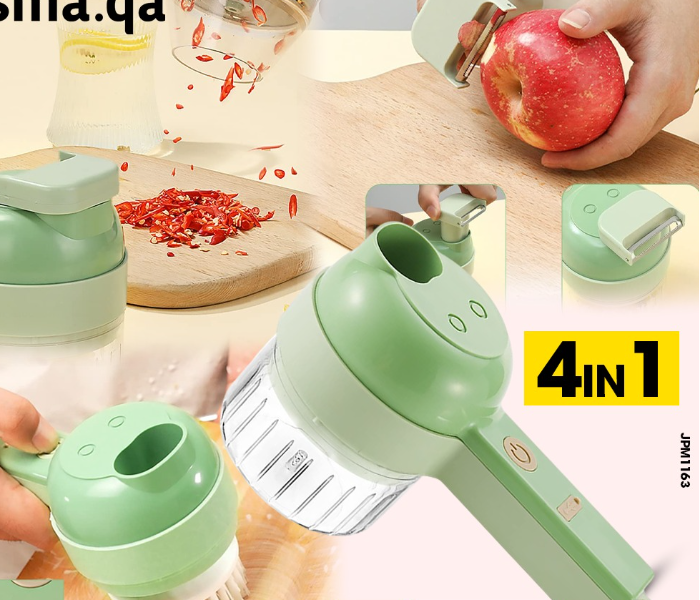 Generic 4 In 1 Handheld Electric Vegetable Cutter Set - Green | JPM1163