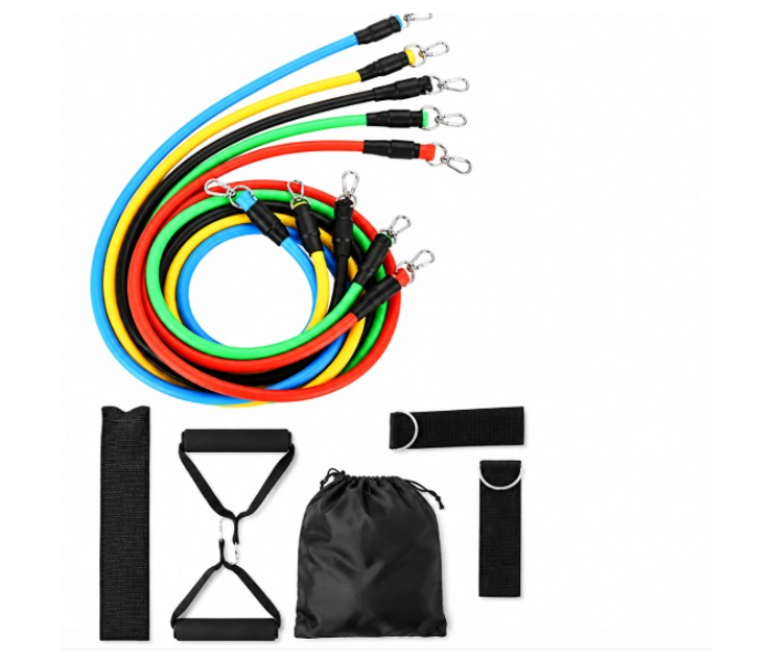 Professional Fitness Resistance band 11 Pcs with Cooling Towel Fitness Resistance Band Set with Stackable Exercise Bands Legs Ankle Straps Multi-function workout training  Equipment | JPO0020