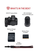 CANON | 32.5MP Mirrorless Camera (18-150 mm Lens, 22.3 x 14.8 mm Sensor + Mount Adapter | EOS R7 18-150mm