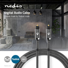 NEDIS | Optical Audio Cable TosLink Male 1m - Gun Metal Grey | CATB25000GY10