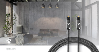 NEDIS | Optical Audio Cable TosLink Male 1m - Gun Metal Grey | CATB25000GY10