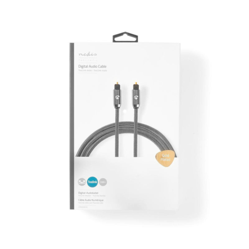 NEDIS | Optical Audio Cable TosLink Male 2m - Gun Metal Grey | CATB25000GY20