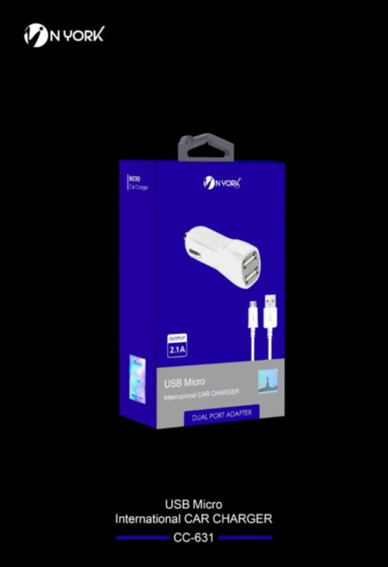 NYORK | USB Micro International Car Charger Dual Port 2.1A | CC-631