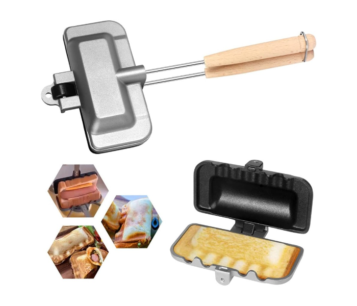 Hot Sandwich Maker, Hot Dog Toaster, Double-Sided Sandwich Baking Pan, Double Sided Frying Pan, Grilled Cheese Maker Nonstick Sandwich Maker Flip Grill Pan for Breakfast Pancakes, Omelets, Toast | JPO6510