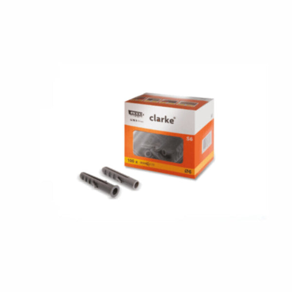 CLARKE | Wall Plug 6mm, Cap Type, Orange/White Color Box of 100 Pcs | CF6CT
